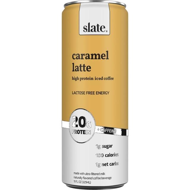 Slate High Protein Iced Coffee · Caramel Latte