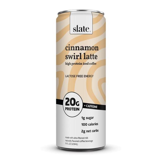 Slate High Protein Iced Coffee · Cinnamon Swirl Latte